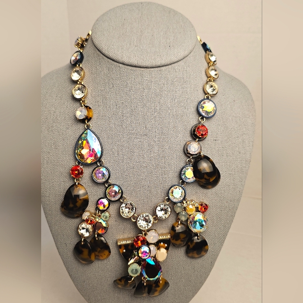 [J. CREW] Tortoise Brûlèe [Brulee] Paillette Statement Necklace